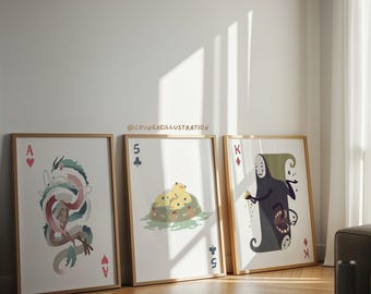 Spirited Away Playing Card Art Prints | Studio Ghibli Nursery Decor