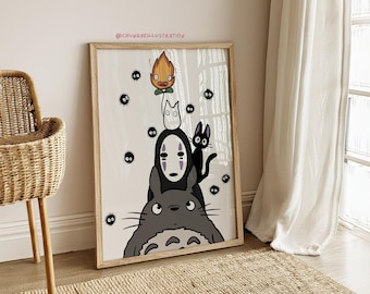 Totoro Art Print | Studio Ghibli Characters Illustration