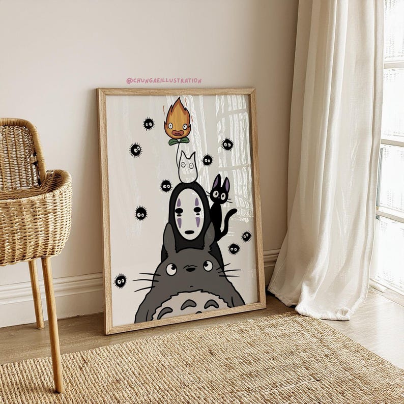 Impresión artística de Totoro / Ilustración de personajes de Studio Ghibli imagen 1