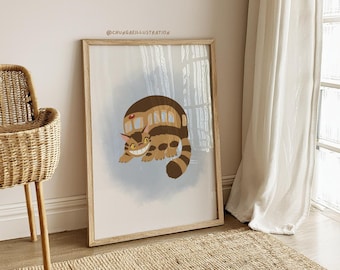 Totoro Katzenbus Kunstdruck | Studio Ghibli Anime Poster