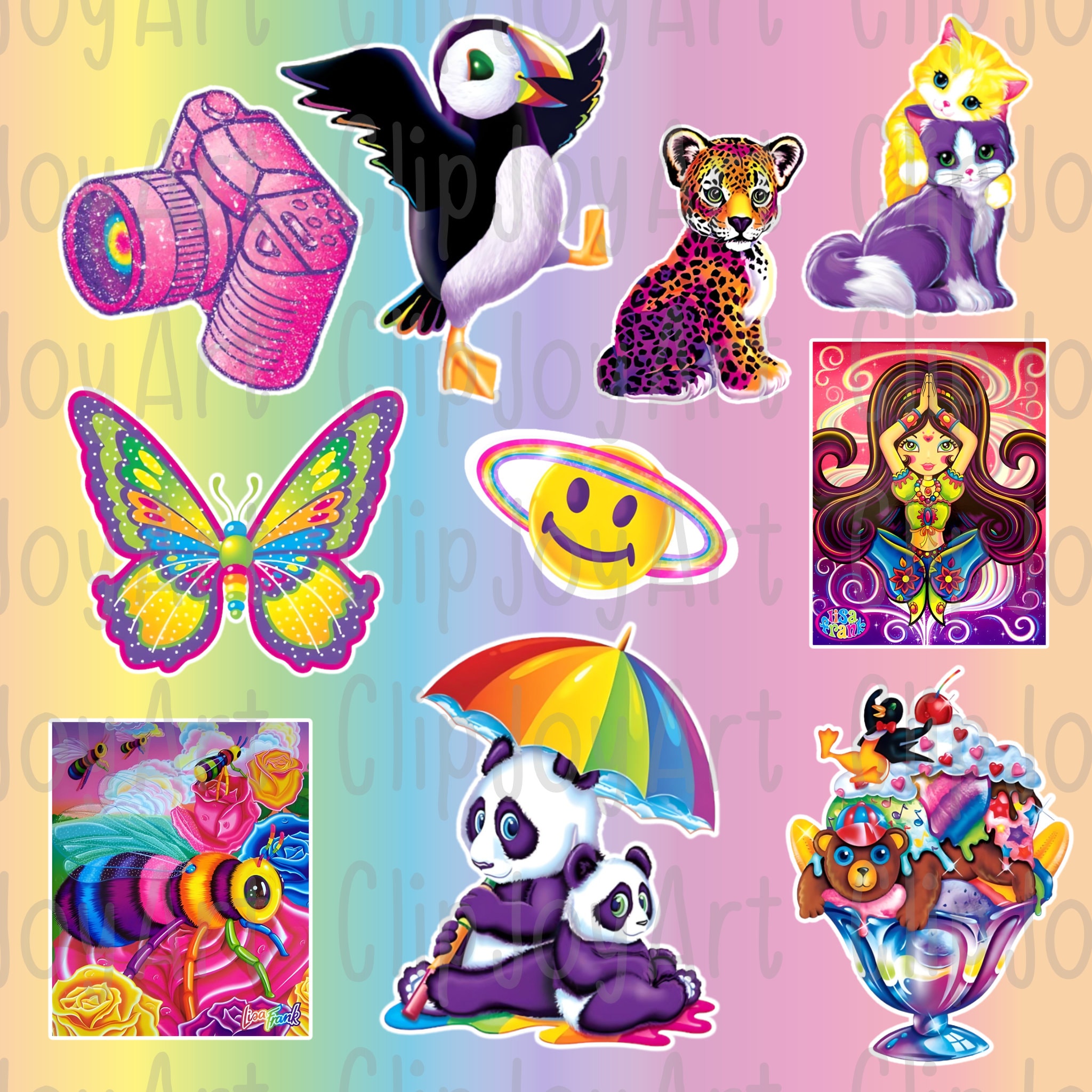 90s Nostalgia Rainbow PNG Bundle Lisa Frank Inspired Bright Vibrant ...