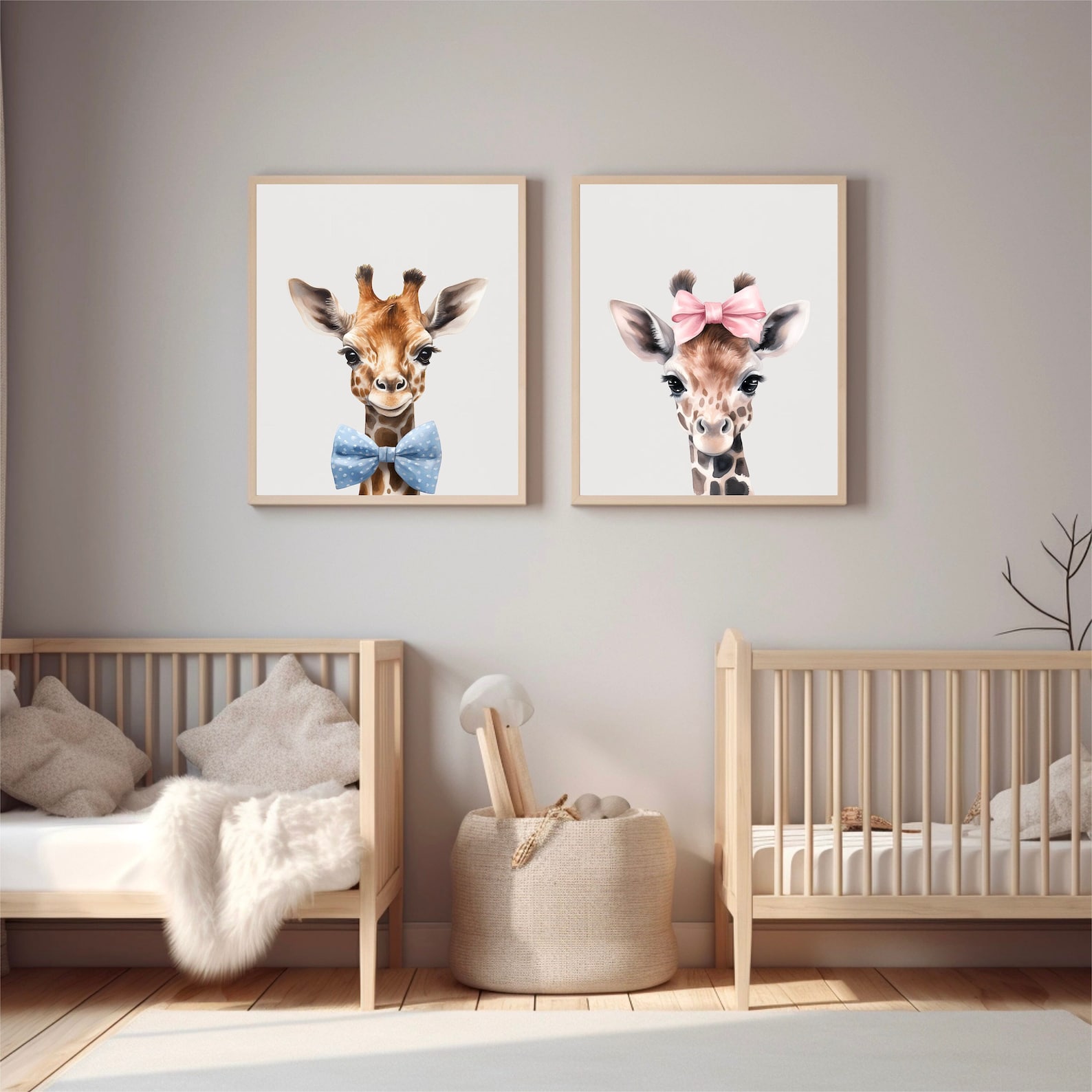 Adorable Baby Giraffe Nursery Wall Art for Boys and Girls, Twins ...