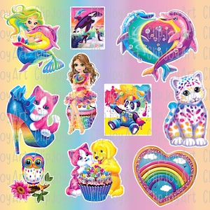 90s Nostalgia Rainbow PNG Bundle Lisa Frank Inspired Bright Vibrant Clip Art Transparent Background High Resolution Planner Digital Art