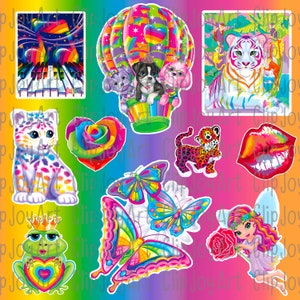 90er Jahre Nostalgie Regenbogen PNG Bundle Lisa Frank Inspiriert Hell Lebendige Clip Art Transparenter Hintergrund Hohe Auflösung Planer Digital Art