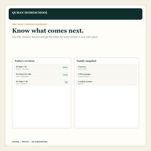Quran Homeschool Planner App, Hifz Revision Tracker, Salah Habit Dashboard (Digital Download)