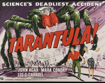 Lámina artística de la película "Tarántula" de 1955, litografía en piedra, 21x27