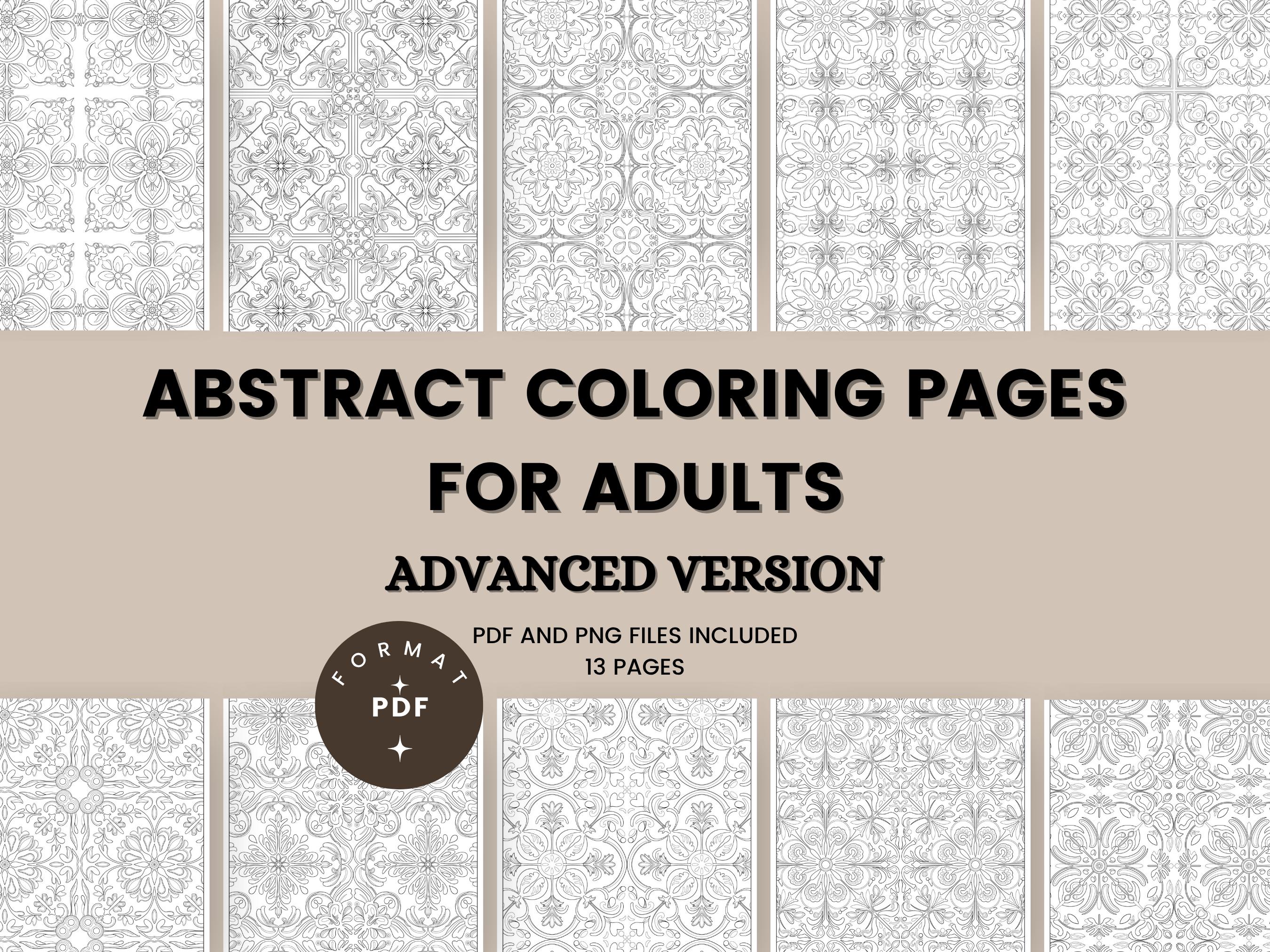 13 Advanced Abstract Coloring Pages for Adults | Printable PDF & PNG | Procreate-Friendly