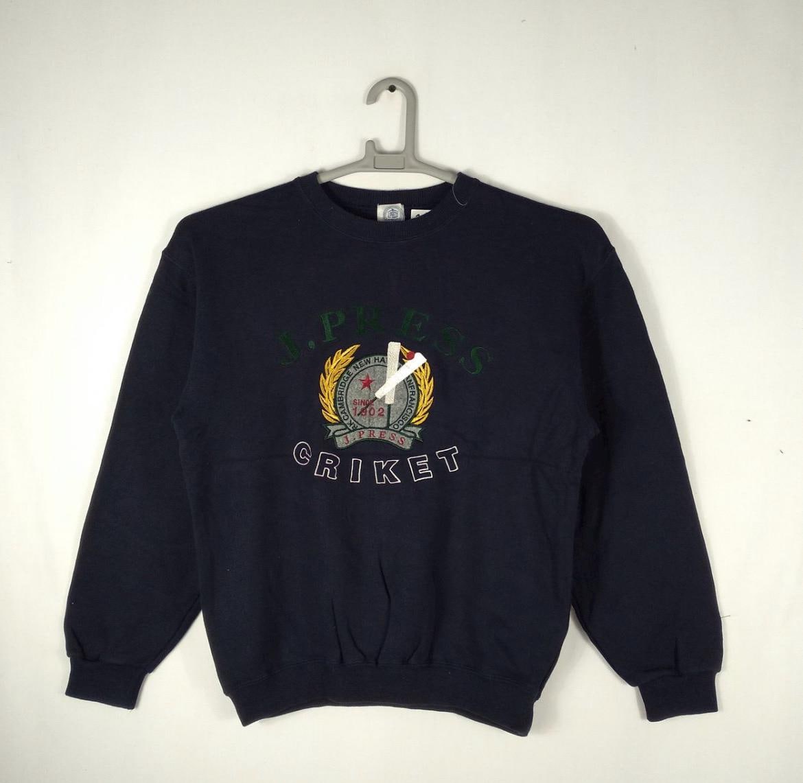 J.Press, Vintage J.Press Embroidered Big Logo Spellout Crewneck Pullover Jumper Sweatshirts Blue Colour Small Size