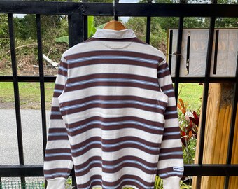 Vintage Barbarian Rugby Wear Canada Made Tricolour Striped Design