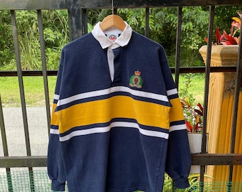 VINTAGE Maillot rugby S.C LE RHEU porté n°20 shirt abeille