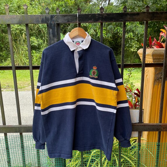 Vintage Barbarian Rugby Wear Canada Made Two Tone Striped Design