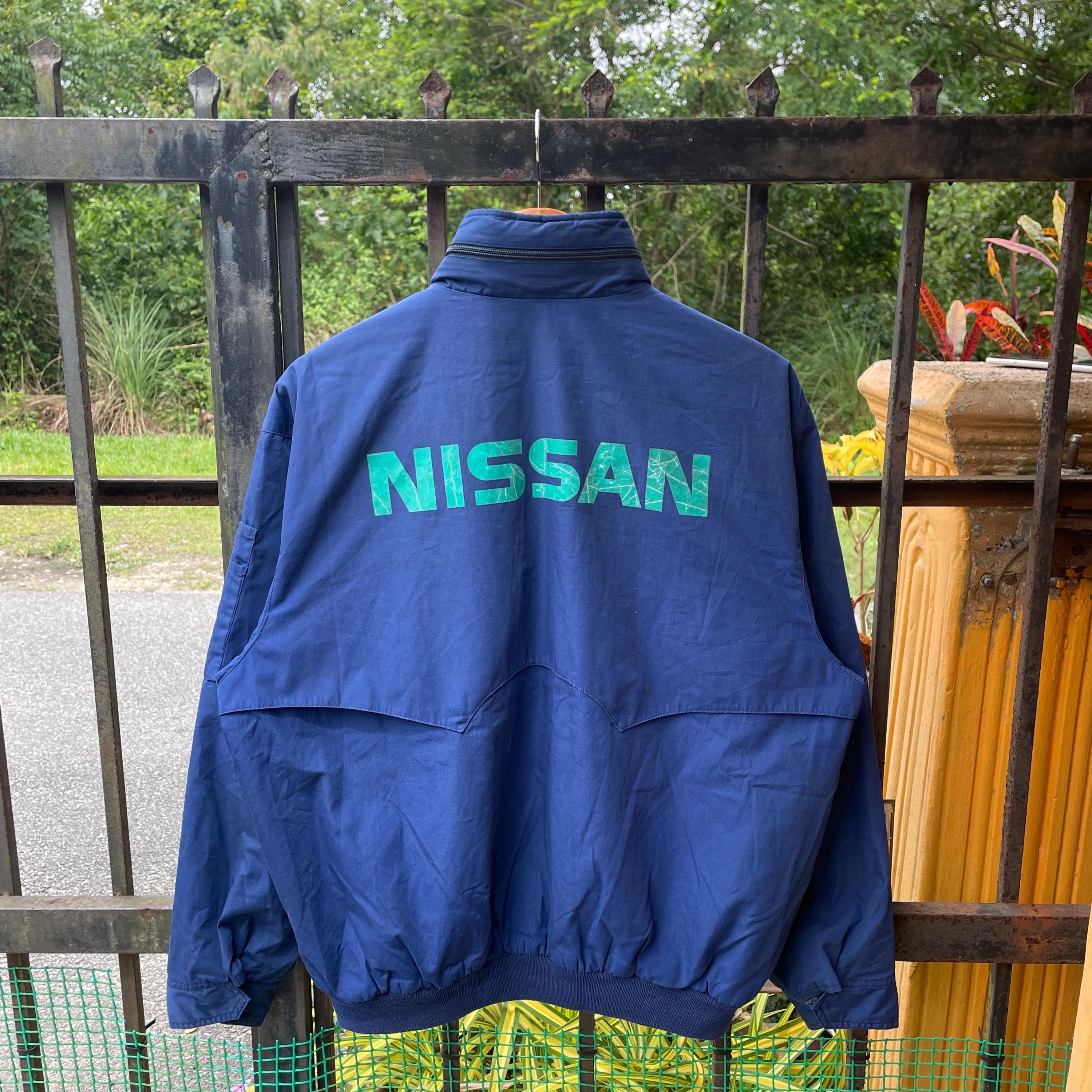 Vintage NISSAN Big Logo Spellout Japanese Racing Full Zipper