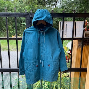 Vintage L.L.Bean Multipockets LL Bean Outdoor Wear LL Bean Full Zipper Hooded Gorpcore Styles Light Jacket Blue Colour Medium Size