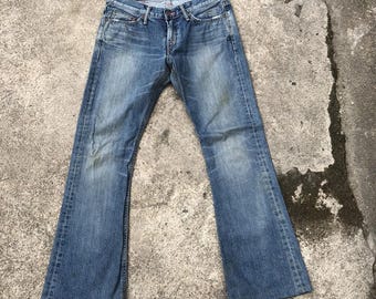 Vintage Edwin 503 Miss Rude Stoned Washed Flare Bootcut Distress Women Denim Jeans Denim For Women Blue Wash Colour Size 31 Inches