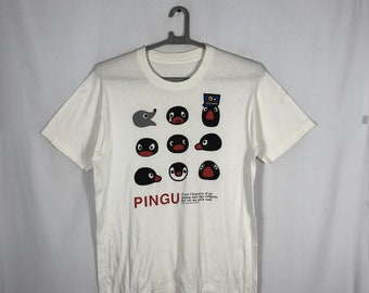 Vintage 1994 Pingu Cartoon Character Image Promo Tee White Colour Large Size