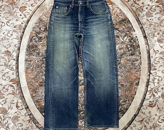 Vintage Levis 534 Stoned Washed Levis Regular Straight Fit Ripped Distress Denim Jeans Blue Wash Colour Size 31 Inches