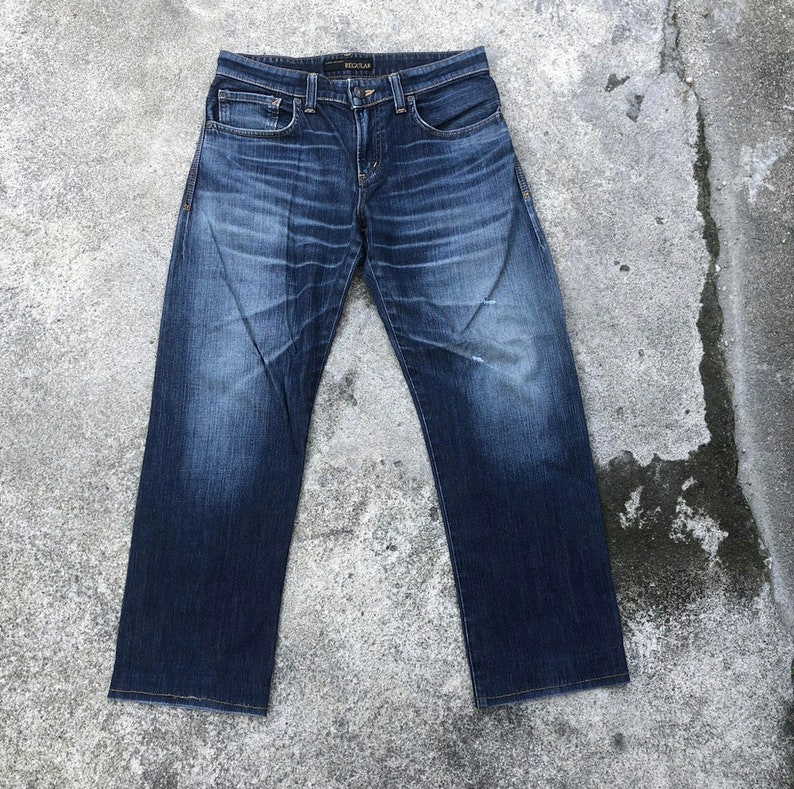Vintage Edwin Stoned Washed Ripped Denim Jeans Blue Washed Regular Jeans Size 32 Inches image 1