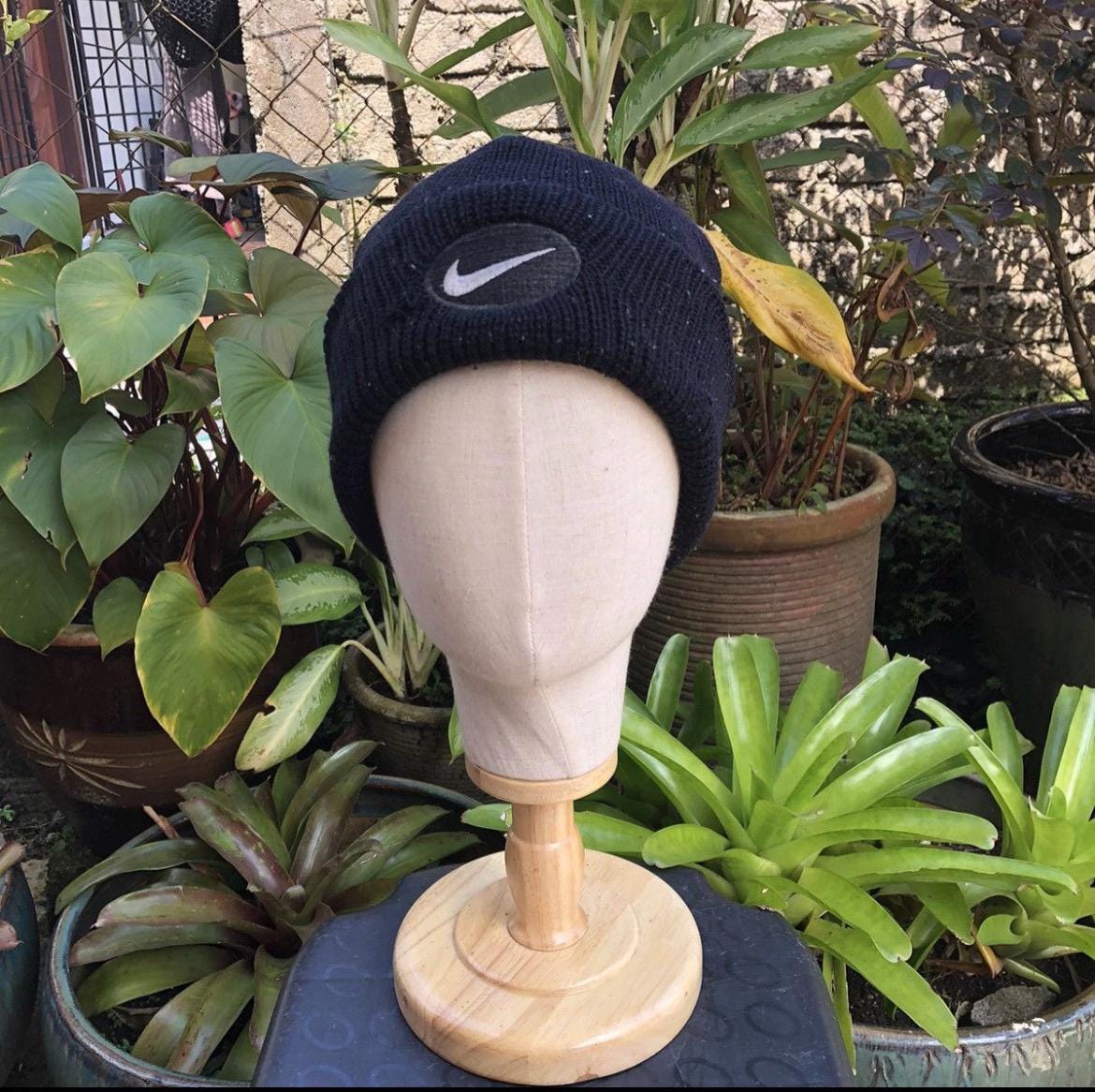 90s Nike Vintage Winter Hat Beanie Rare Navy Blue OSFA Y2K