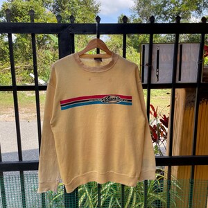 Vintage 90s Vans Center Striped Logo Vans Skateboard Crewneck Pullover Jumper Distress Sweatshirts Yellow Colour Medium Size
