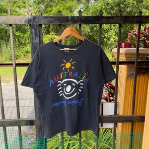 Vintage Ken Done Australian Pop Art Ken Done Down Under Modern Art Tee Ken Done Art Work Tee Faded Black Colour Large Size