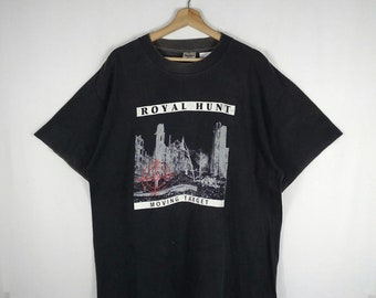 Vintage Royal Hunt Moving Target Tour Europe Heavy Metal Rock Band Promo Tee Sun Faded Worn XL size