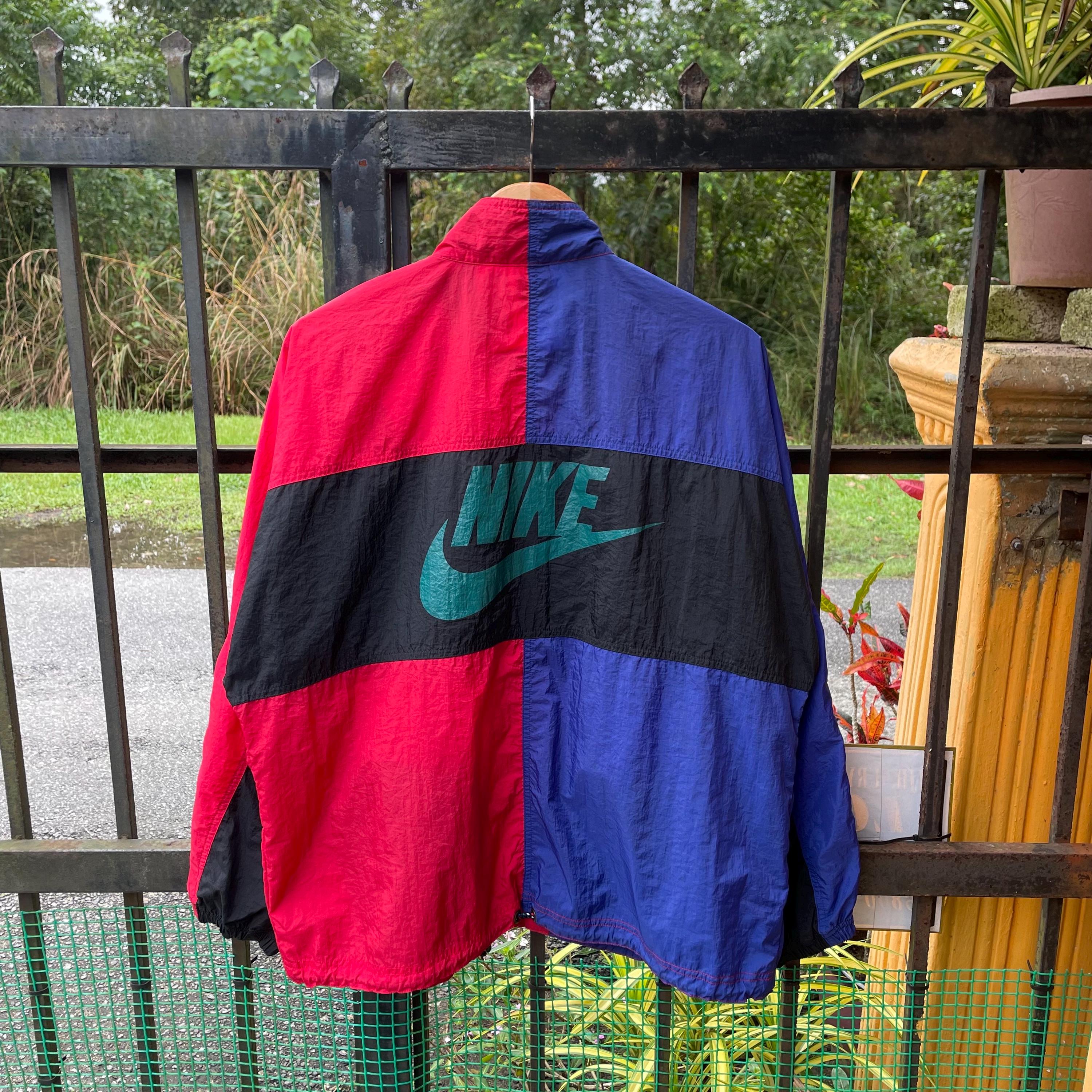 Vintage Nike Big Swoosh Logo Multicolour Block Design Full Zipper 