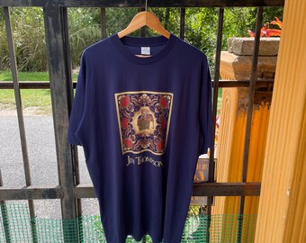 Vintage Jim Thompson Art Baroque Traditional Elephant Art Work Design Stylish Designer Tee Blue Colour XL Size