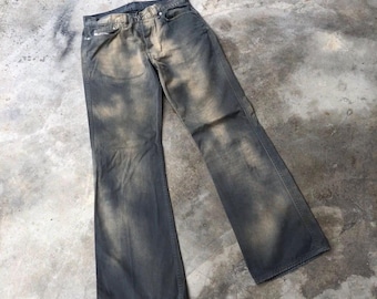 Vintage Diesel Industry Splash Acid Wash Design Diesel Industry Bleach Flare Distress Denim Jeans Grey Colour Size 31 Inches