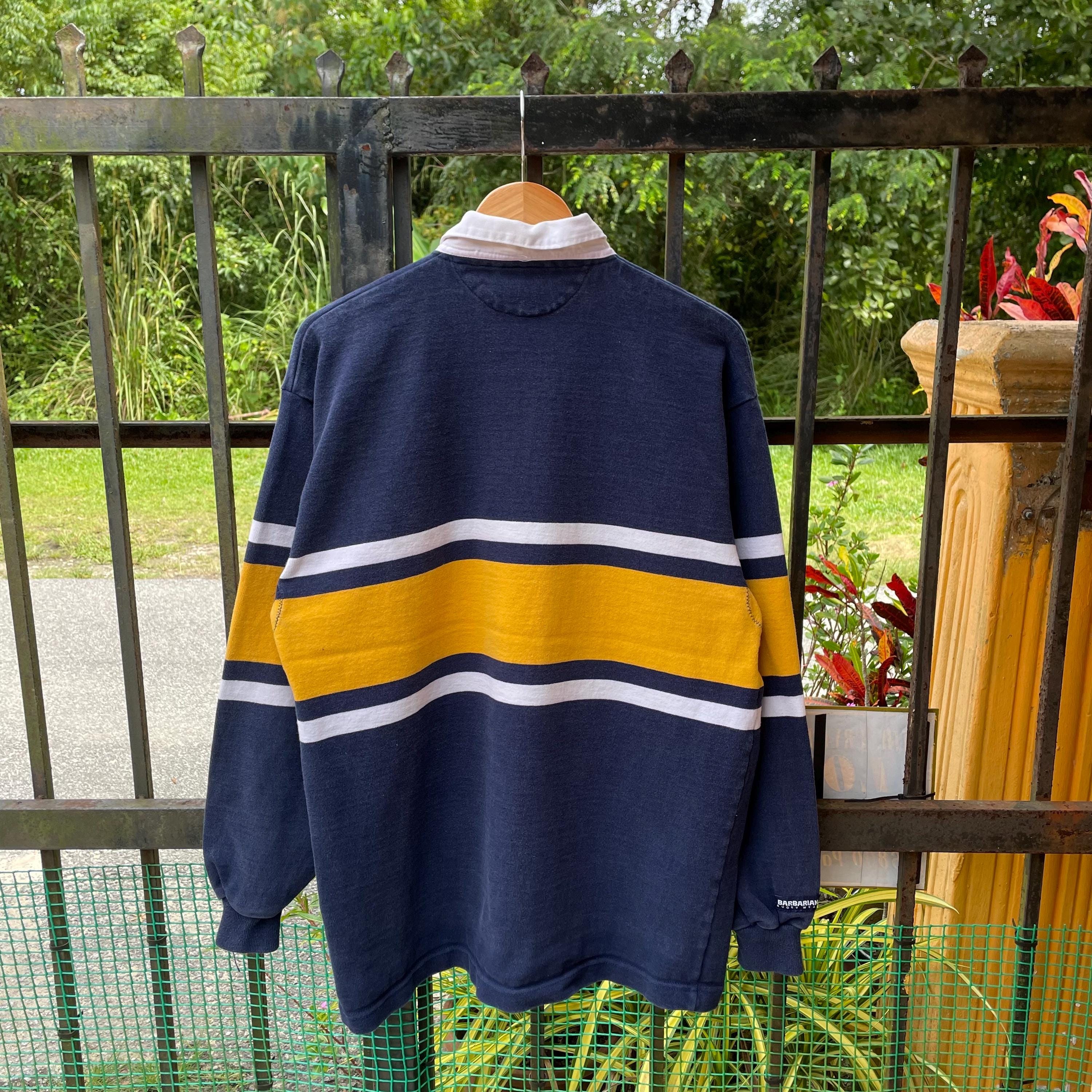 Vintage Barbarian Rugby Wear Canada Made Two Tone Striped Design