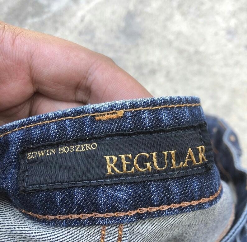 Vintage Edwin Stoned Washed Ripped Denim Jeans Blue Washed Regular Jeans Size 32 Inches image 10