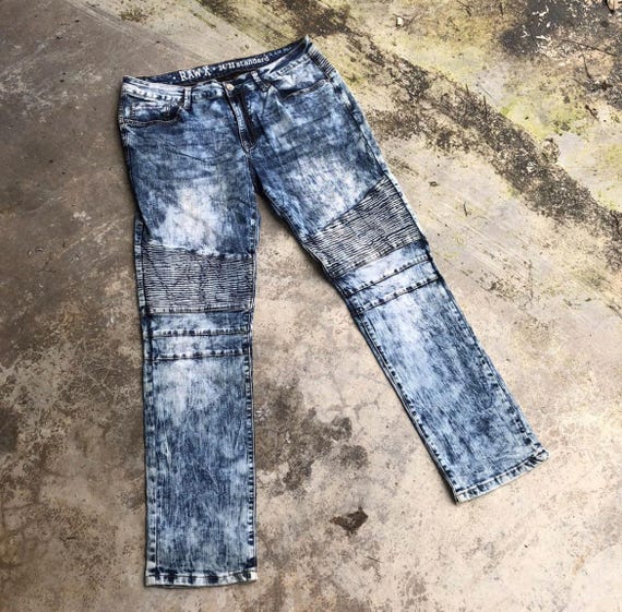 Vintage Raw X Splash Blend Acid Washed Stoned Washed Biker Styles Denim  Jeans in Blue Wash Colour in Size 34 Inches - Etsy Canada