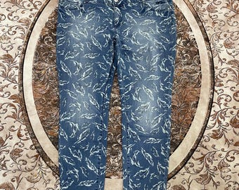 Oversize !!! Seven 7 Japanese Brand Streetwear Stoned Washed Seven Monogram Skinny Stretch Pants Denim Jeans Blue Colour Size 46 Inches