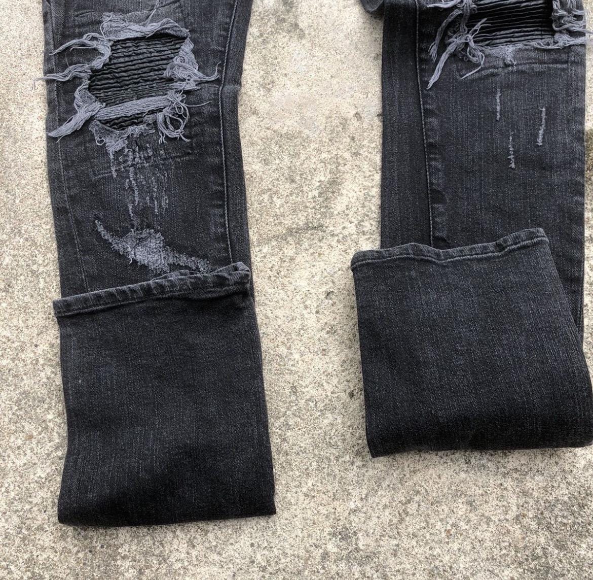 Vintage Johnny Wolf Pathcwork Ripped Distress Stylish Skinny