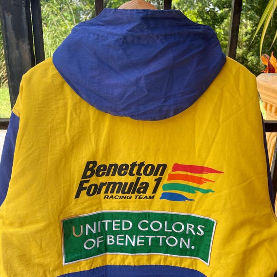 Vintage Benetton Formula One Racing Big Logo Spellout Hooded
