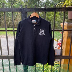 Vintage Canterbury Of New Zealand Embroidered Logo Collared Polos Canterbury Rugby Shirts Faded Black Colour Large Size