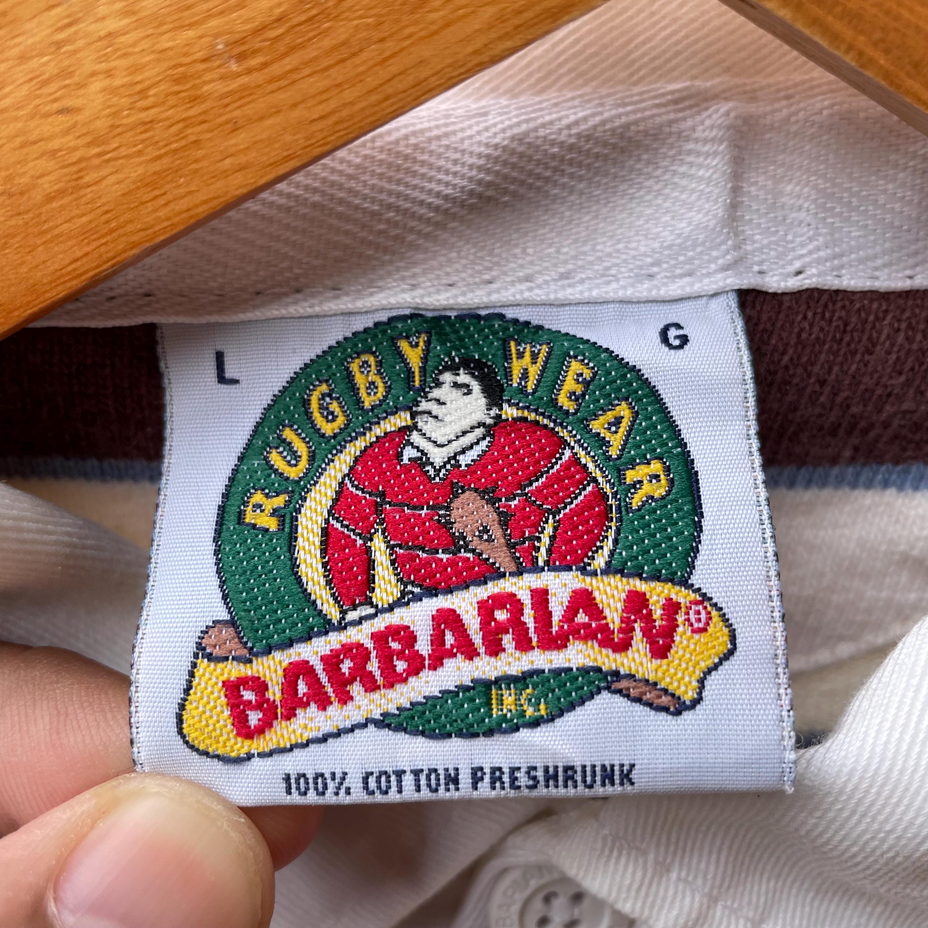 ウェア USED BARBARIAN RAGUBY WEAR Vintage Barbarian Rugby Wear Canada Made Tricolour Striped Design
