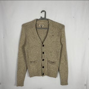 Suéter vintage Tommy Hilfiger, jersey de punto, cárdigan, chaqueta, cárdigan para mujer, color crema, talla XS