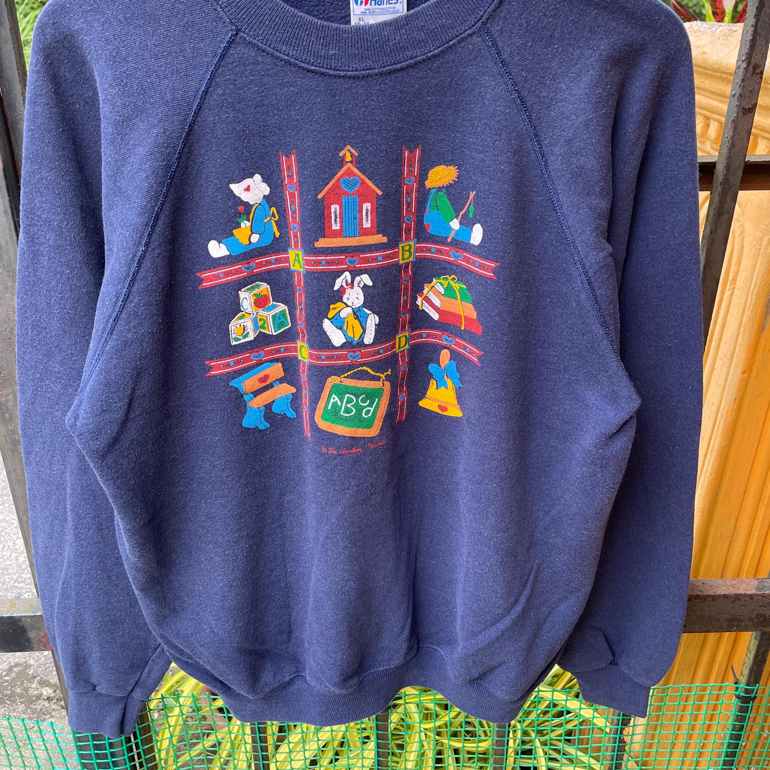 Vintage 80s Hanes Graphic of Teddy Bear / Pop Art Crewneck 
