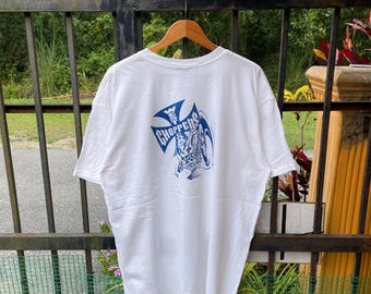 Vintage 00s Jesse James Big Word Spellout West Coast Chopper Big Logo West Coast Big Cross Long Sleeves Tee White Colour XXL Size