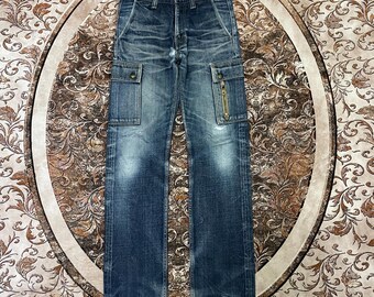 Vintage Eternal Japanese Brand Eternal Japan Made Multipockets Stoned Washed Distress Denim Jeans Blue Wash Colour Size 28 Inches