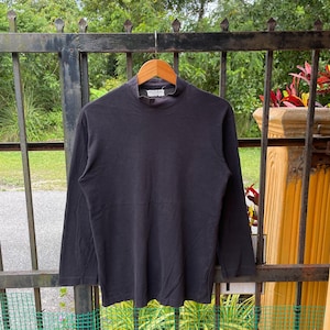 Vintage Robe De Chambre Comme Des Garcons Japanese Brand Designer Wear Minimalist Turtle Neck Tee Faded Black Colour Medium Size
