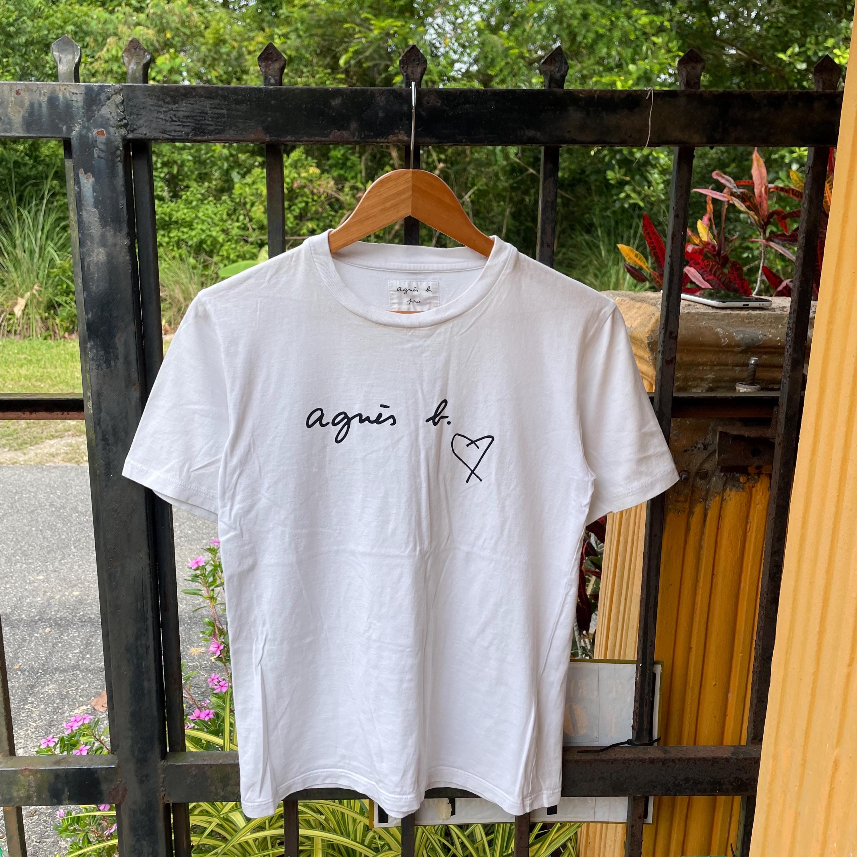 希少なアニエスベーのビッグロゴスペルアウトシグネチャーTシャツ 
