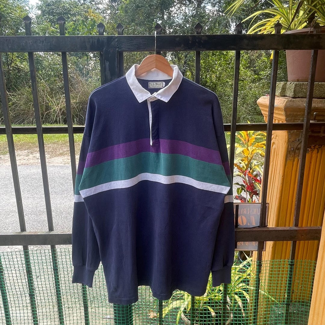 Vintage L.l.bean USA Made Collared Polos Striped Rugby