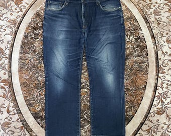 Vintage Edwin 503 Stoned Washed Design Edwin Soft Flex Regular Straight Slim Ripped Distress Denim Jeans Blue Wash Colour Size 39 Inches