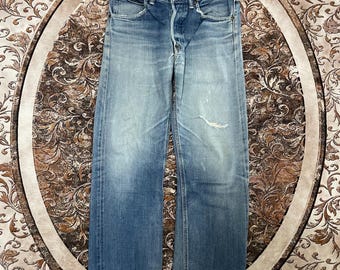 Rare !!! Vintage 70s Lee Riders Stoned Washed Lee Riders Regular Straight Fit Ripped Distress Denim Jeans Blue Wash Colour Size 30 Inches