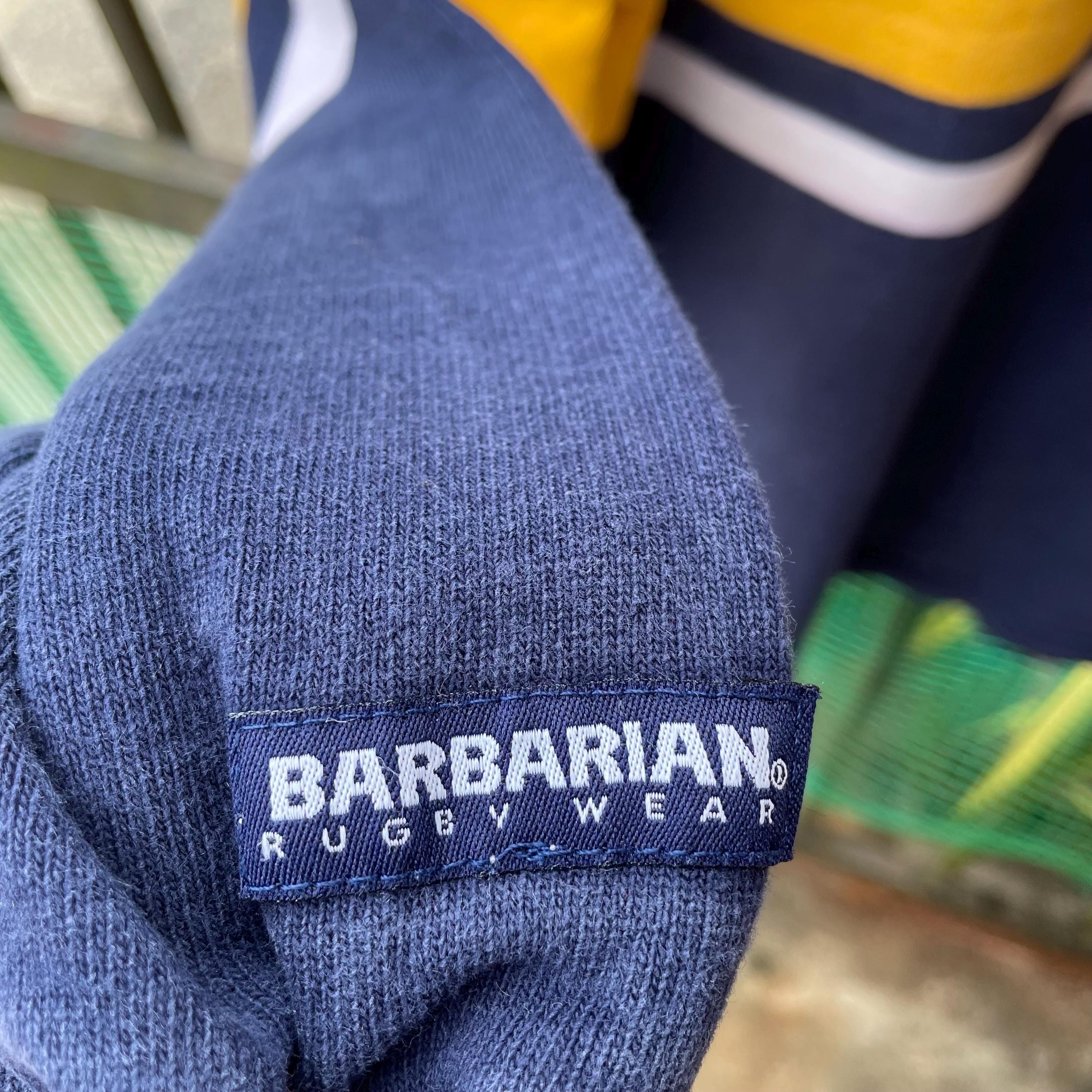 Vintage Barbarian Rugby Wear Canada Made Two Tone Striped Design