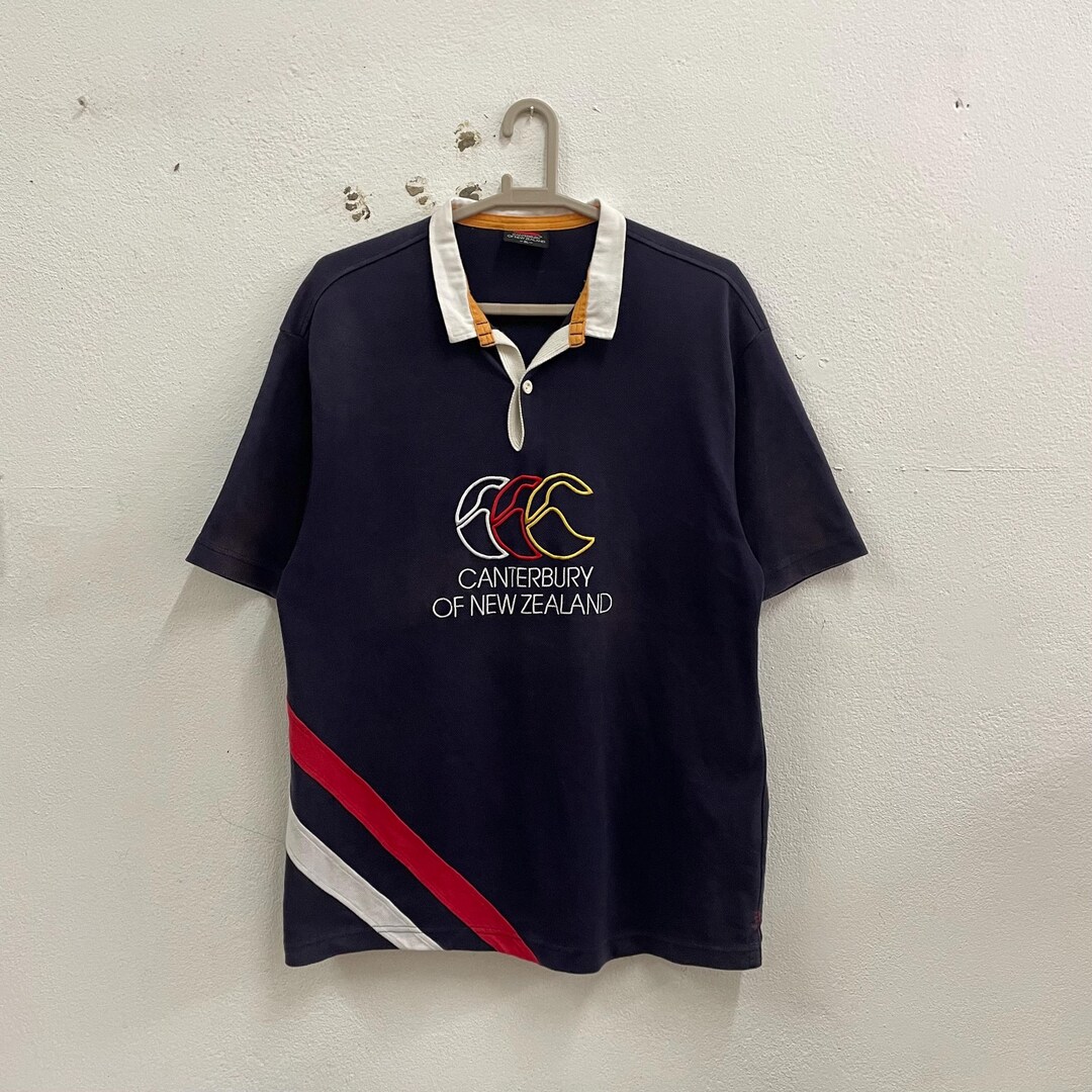 VTG CANTERBURY OF NEW ZEALAND HAKA WARCRY BUTTON-UP RUGBY POLO SHIRT XXL