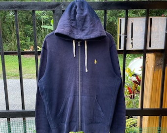 Polo Ralph Lauren Full Zip Thermal Lined Hoodie Navy Blue Yellow