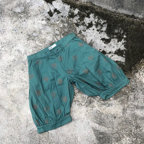 Vintage Issey Miyake Nenet polcadot art design bulle mode extérieur shorts pantalons pantalons décontractés pantalons courts de couleur verte taille 29 pouces