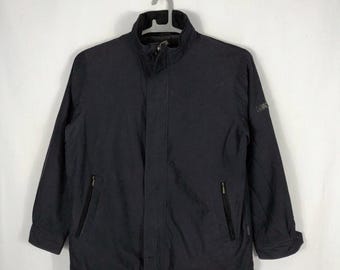 Vintage Andreluciano Double Pockets Full Zipper Plain Light Jacket Workers Jacket Casual Outerwear Jacket Blue Colour Medium Size